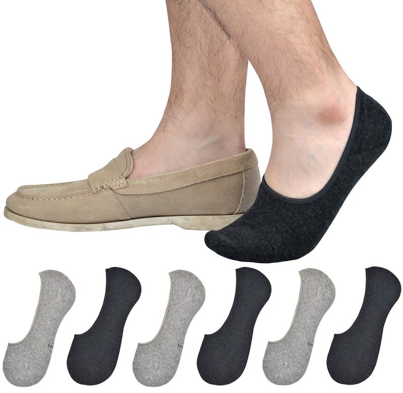 JORMATT 6 Pairs Mens Truly No Show Socks with Non Slip Grips Women Loafers Sneaker Boat Low Cut Shoes Cotton Socks,Men Shoes size 10-14 - Image 1